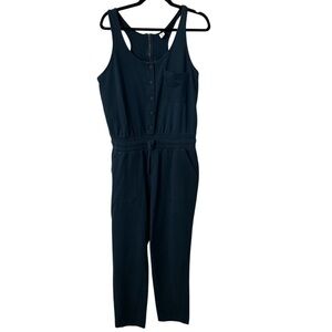 Alpine Design Women’s Navy Sleeveless Knit Cinch Waist Pant Jumpsuit Sz M GUC